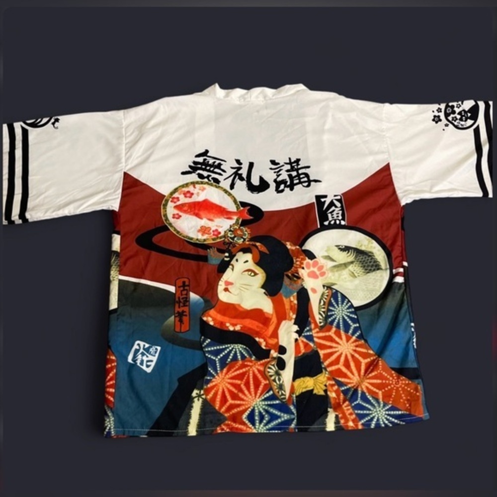 Muzicun Graphic Short Sleeve Japanese Kimono
